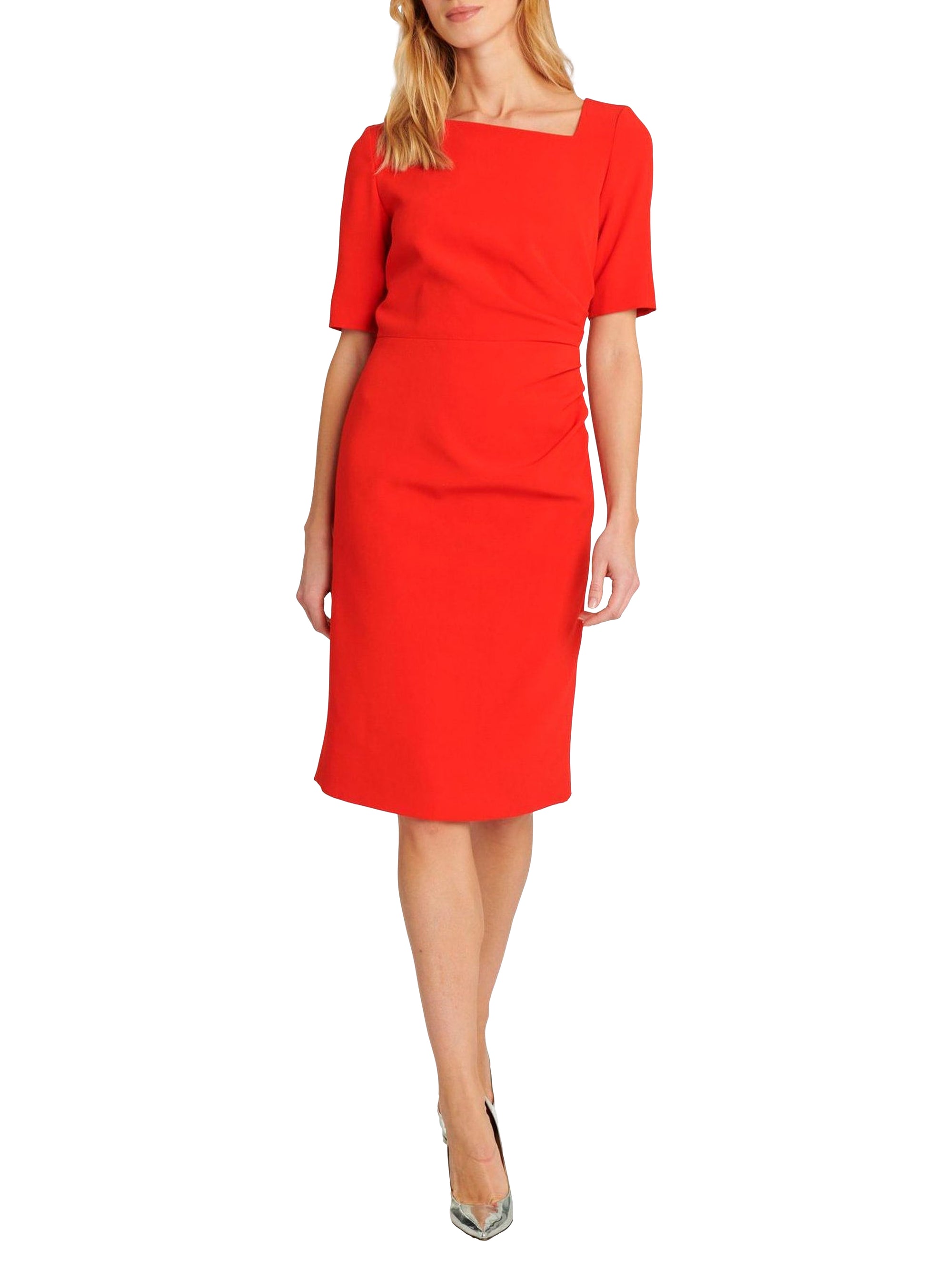 Robe sans manches à col V - Rouge orange