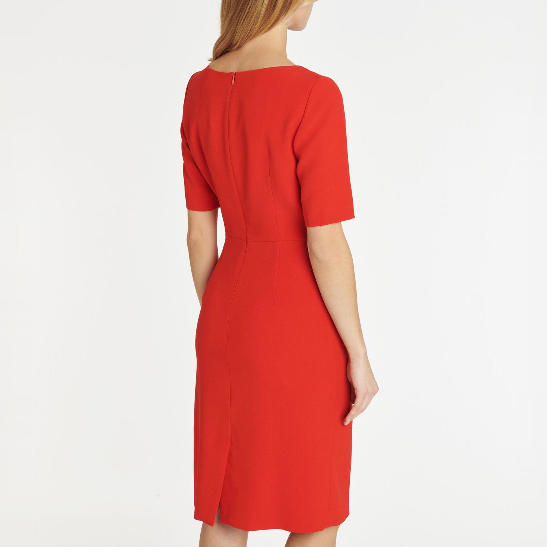 Robe sans manches à col V - Rouge orange