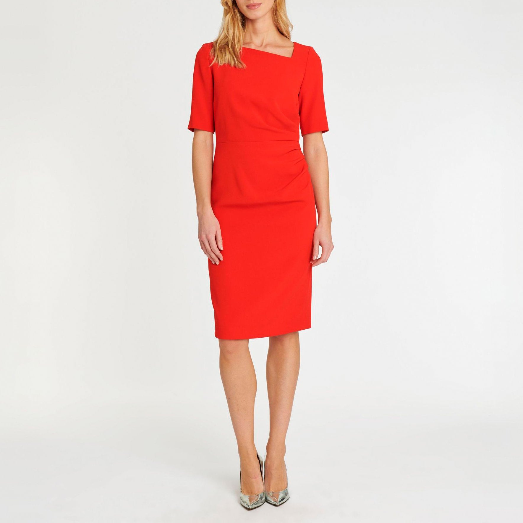 Robe sans manches à col V - Rouge orange