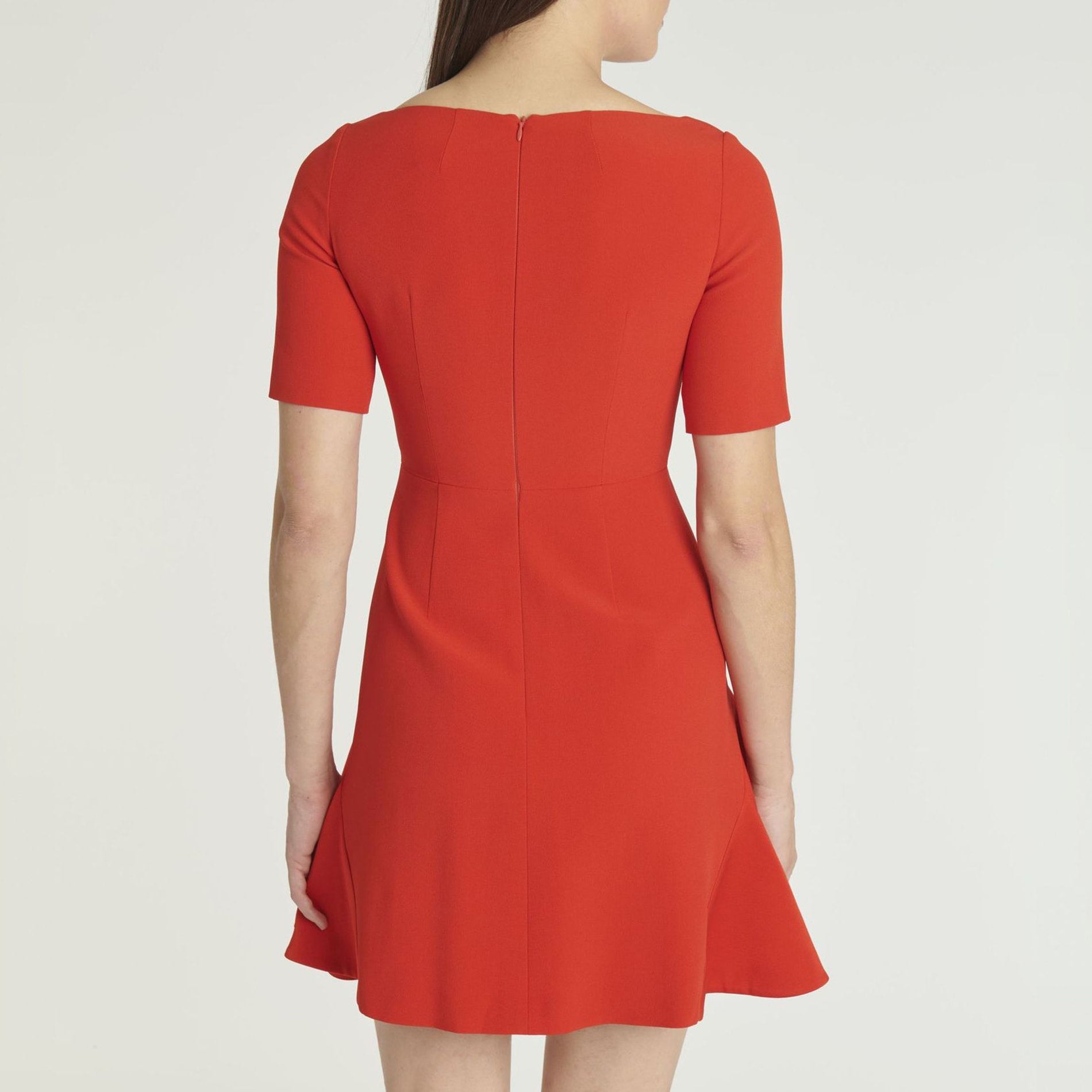 Robe courte à manches courtes - Rouge orange