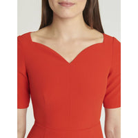 Robe courte à manches courtes - Rouge orange