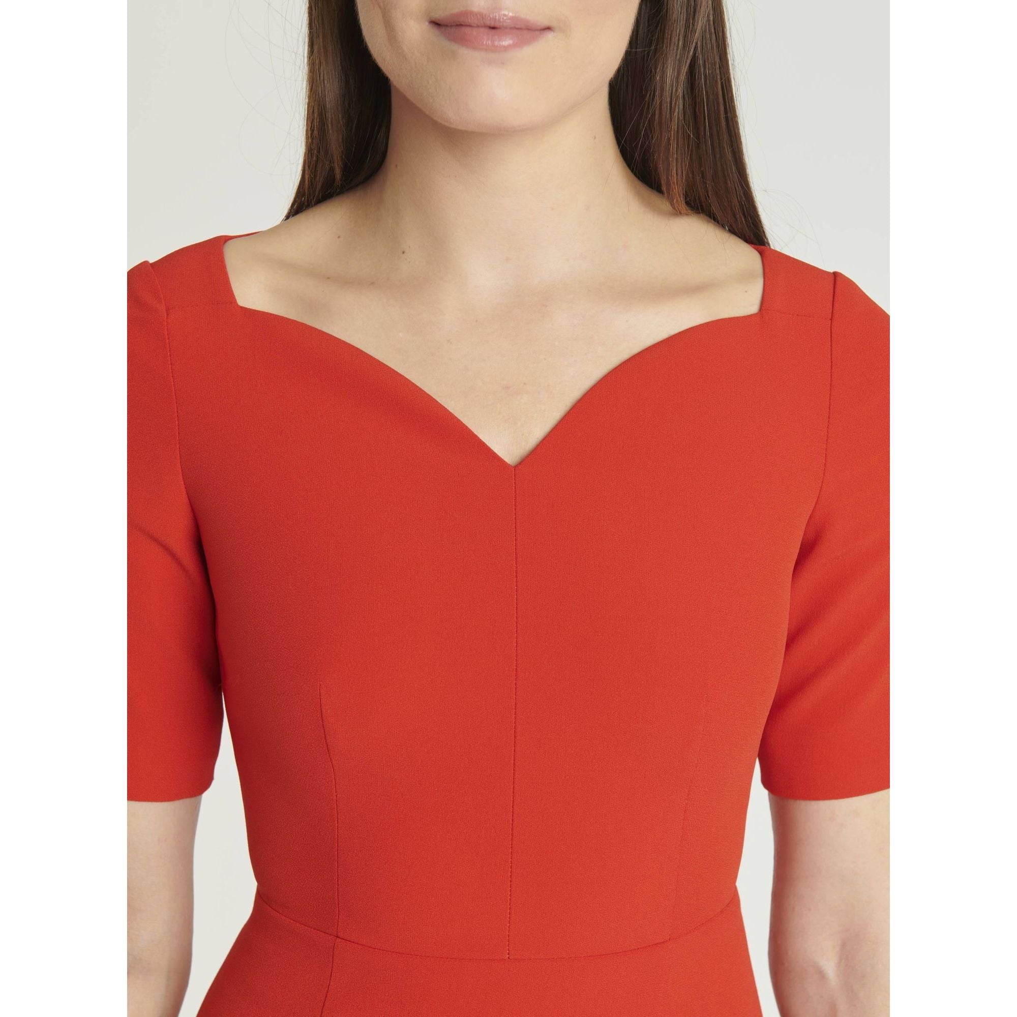 Robe courte à manches courtes - Rouge orange