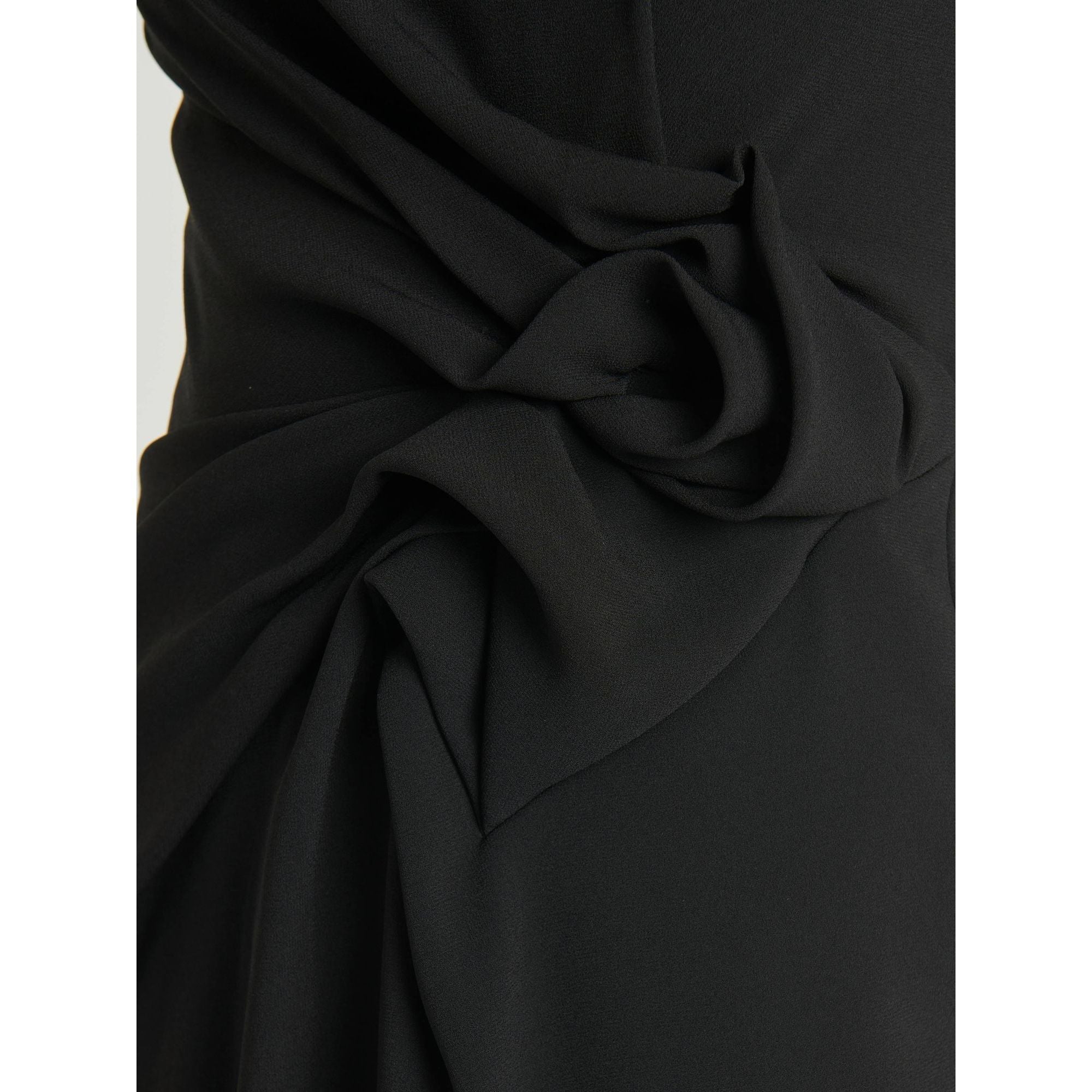 Mid-length sleeved dress in satin-back crepe - Black