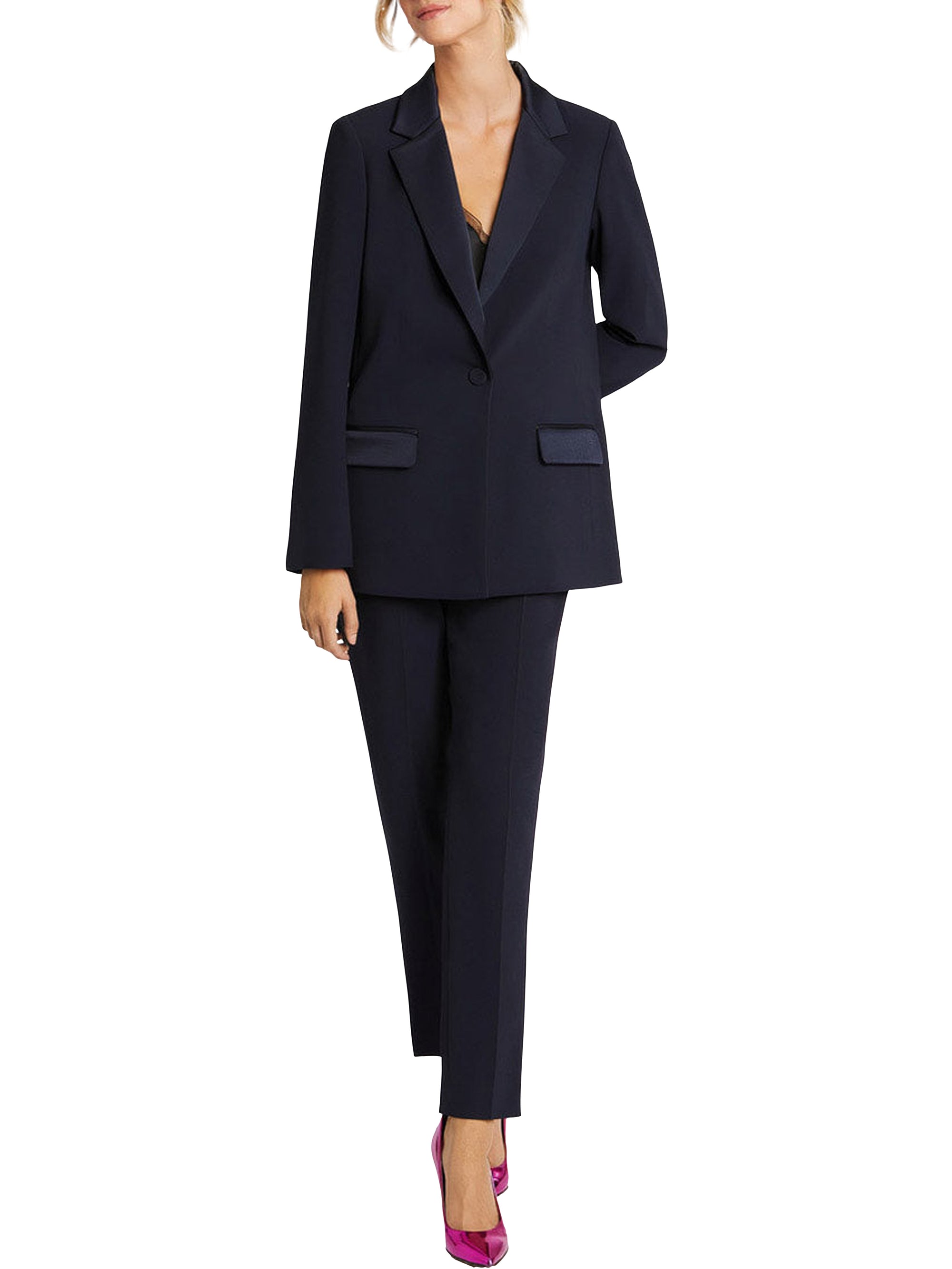 Tailored collar blazer jacket - Navy blue