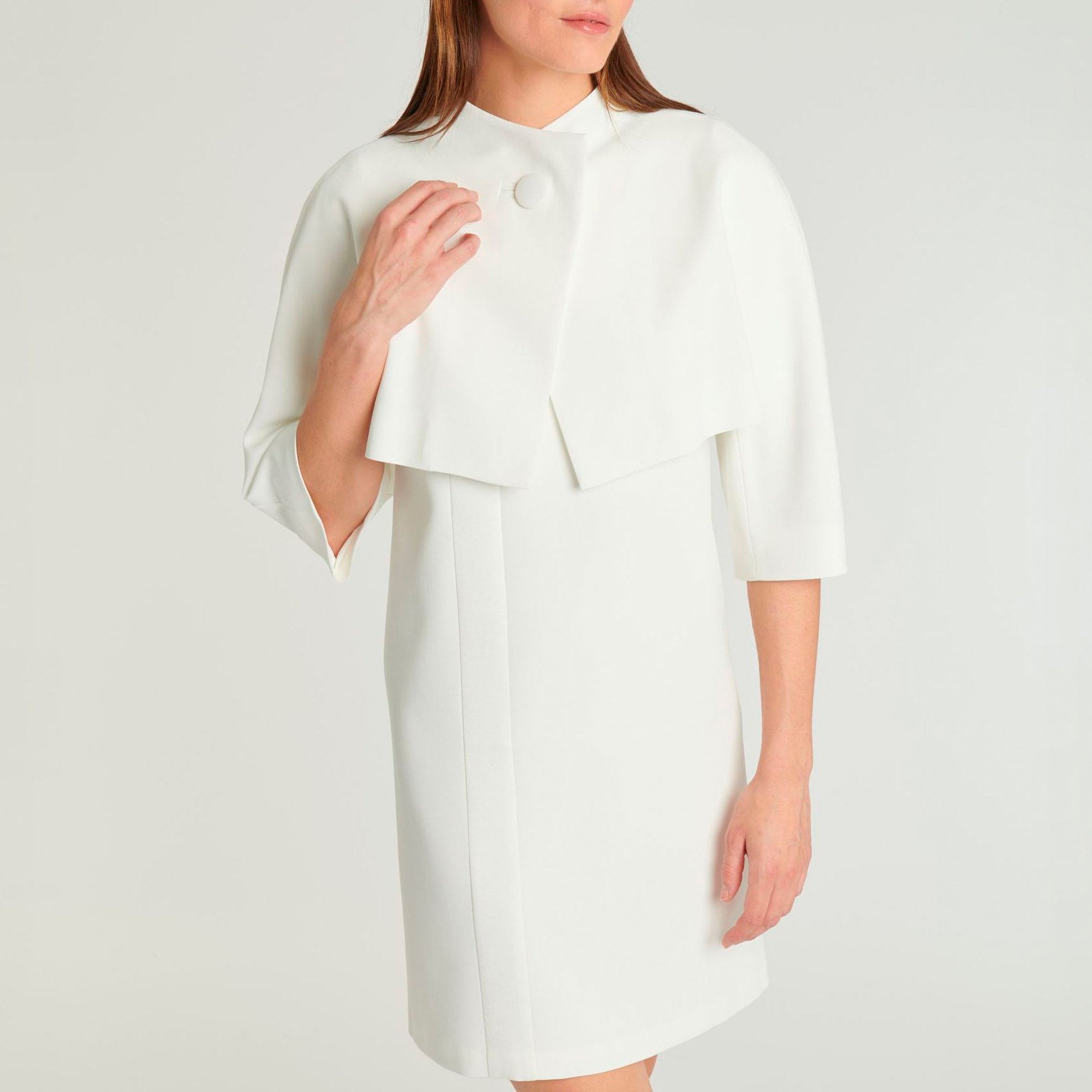 Wide-button satin jacket - Off-white