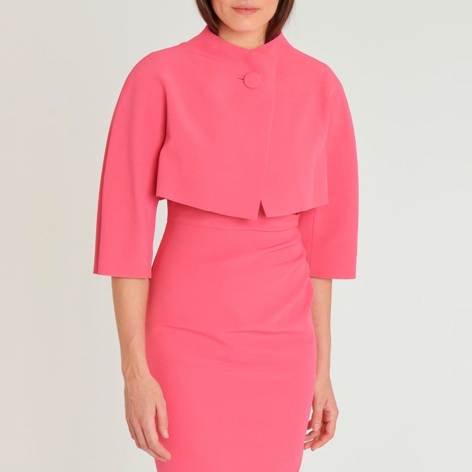 Veste à bouton large en satin - Rose