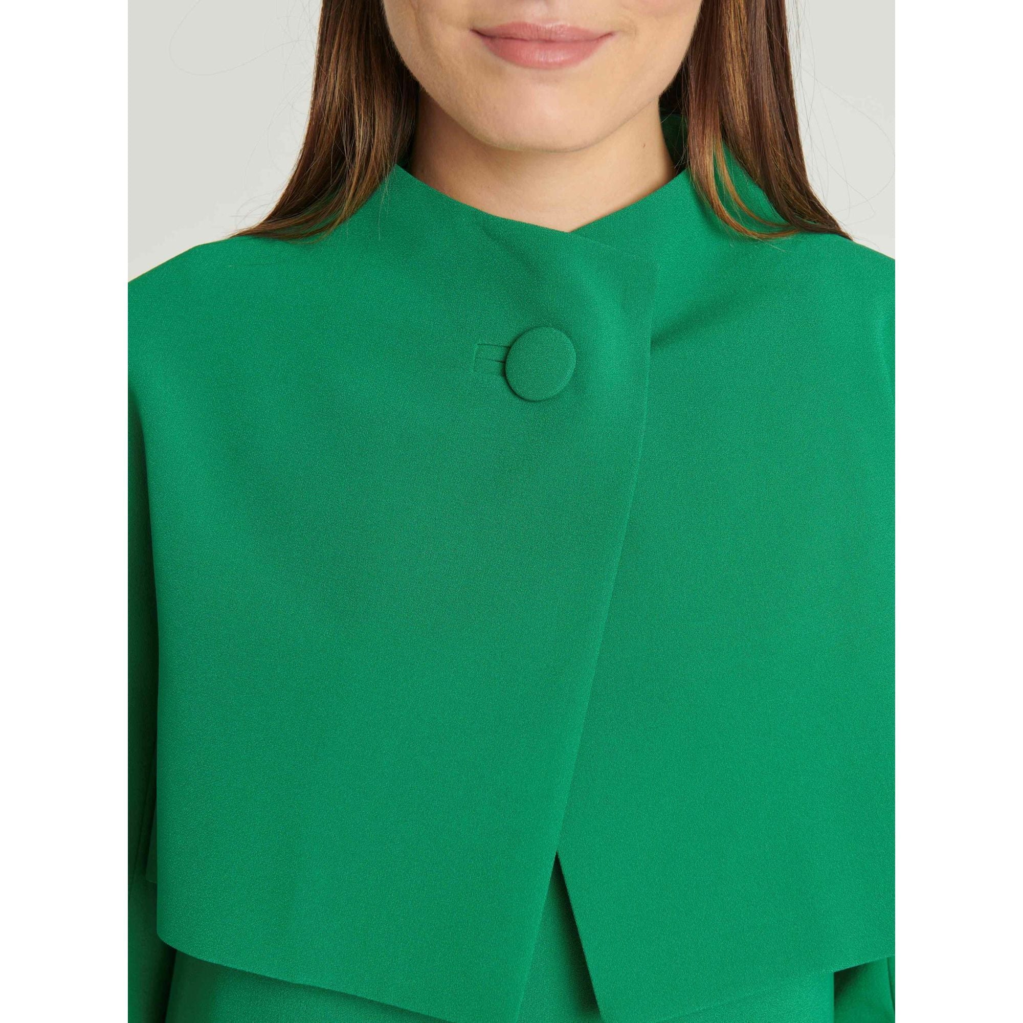 Veste à bouton large en satin - Vert emeraude