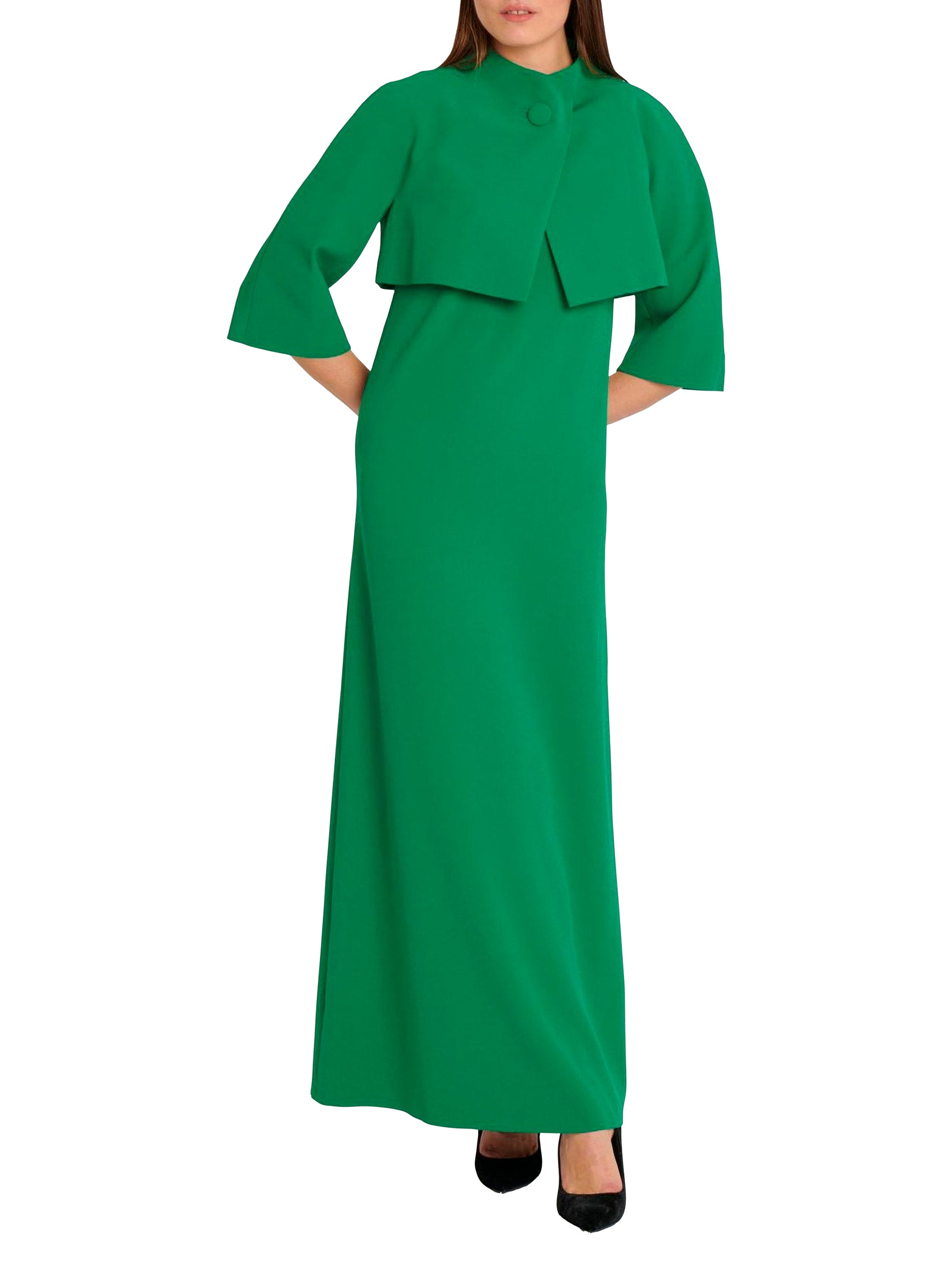 Veste à bouton large en satin - Vert emeraude