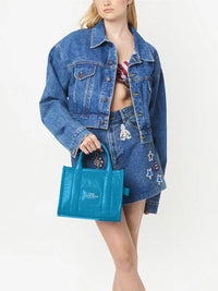 Petit sac à bandoulière The Tote Bag verni en cuir - Air Blue