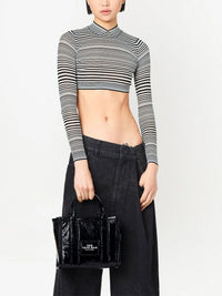 Petit sac à bandoulière The Tote Bag verni en cuir - Black