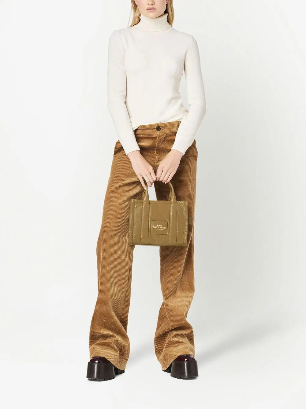 Petit sac à bandoulière The Tote Bag verni en cuir - Light Brown