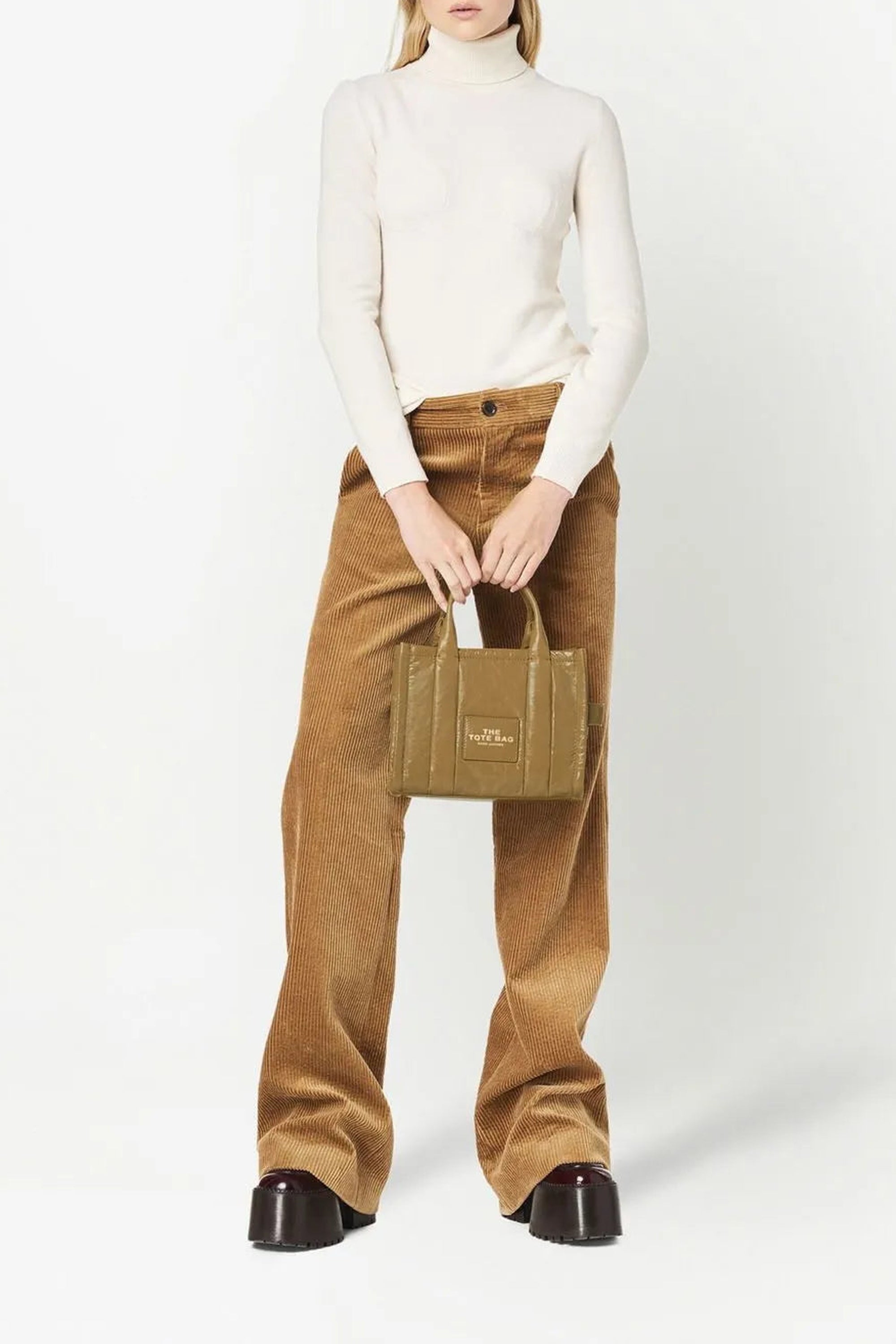 Petit sac à bandoulière The Tote Bag verni en cuir - Light Brown