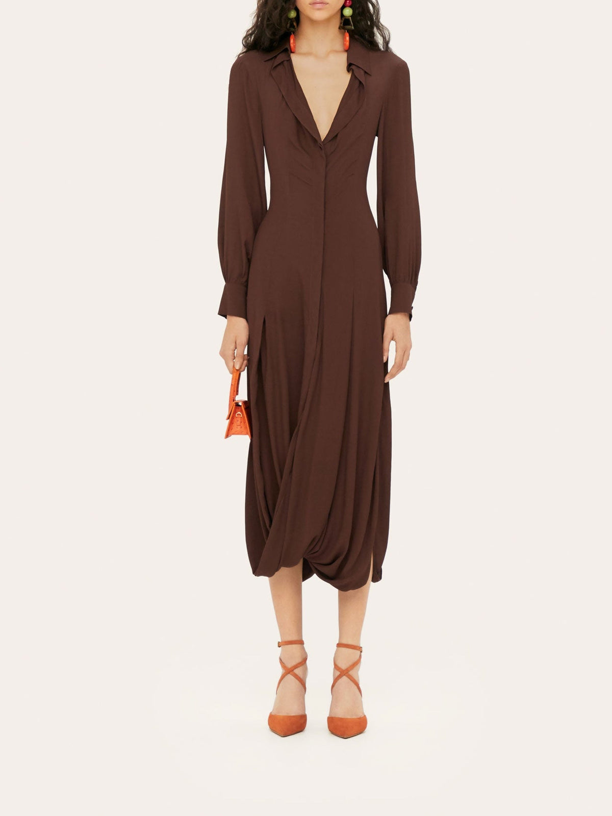 Robe Afa manches longues - Dark Brown