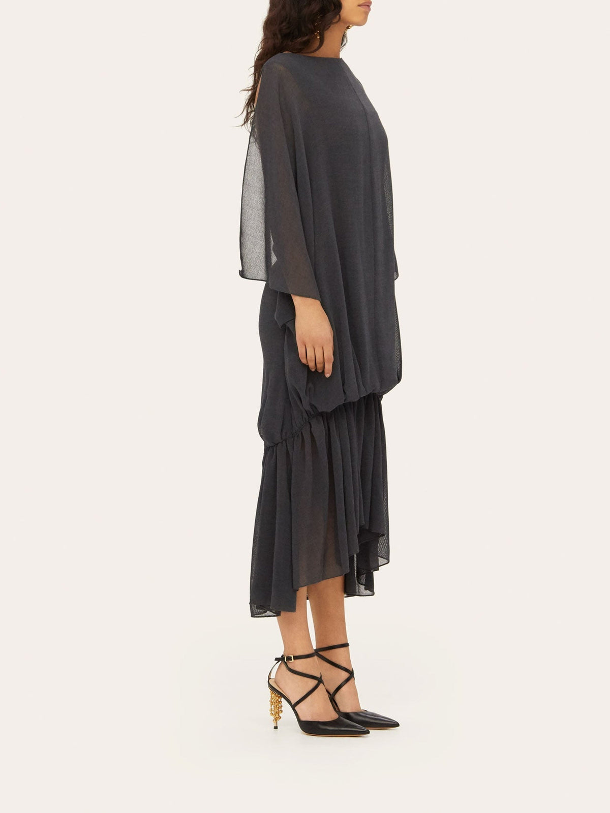Robe midi Gadir en laine mélangée - Black