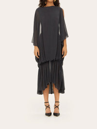 Robe midi Gadir en laine mélangée - Black