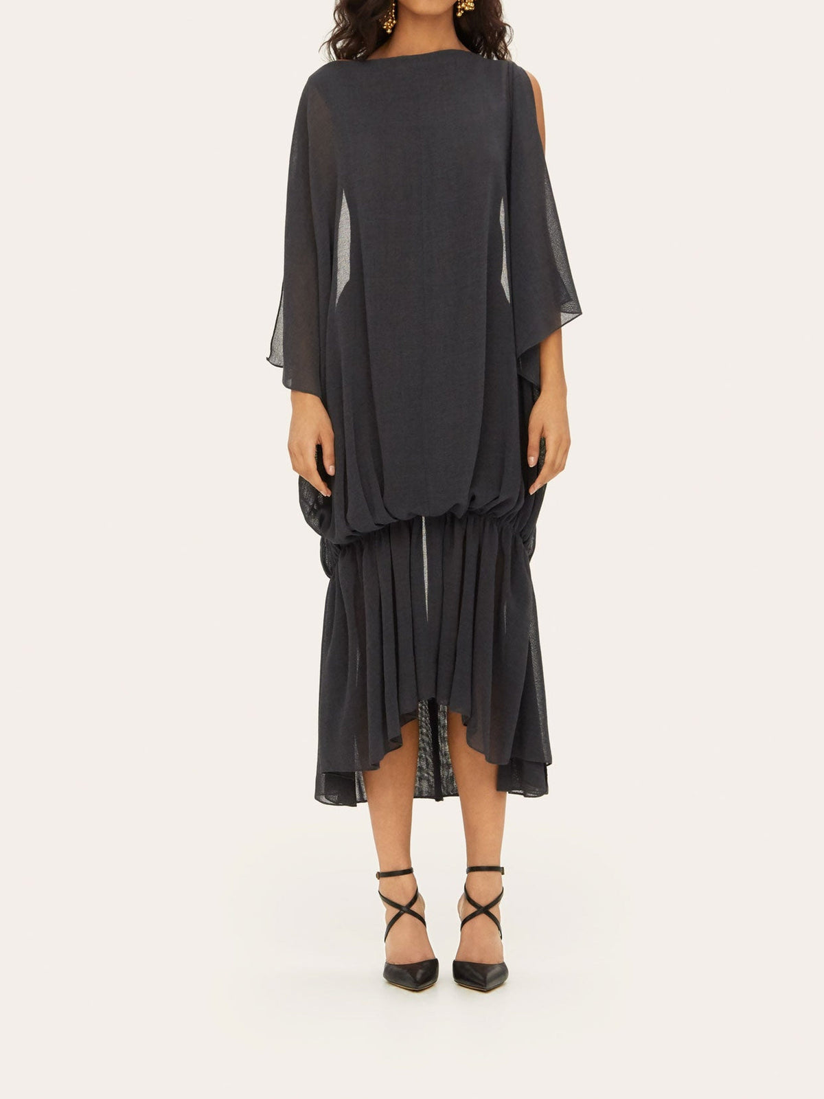 Robe midi Gadir en laine mélangée - Black