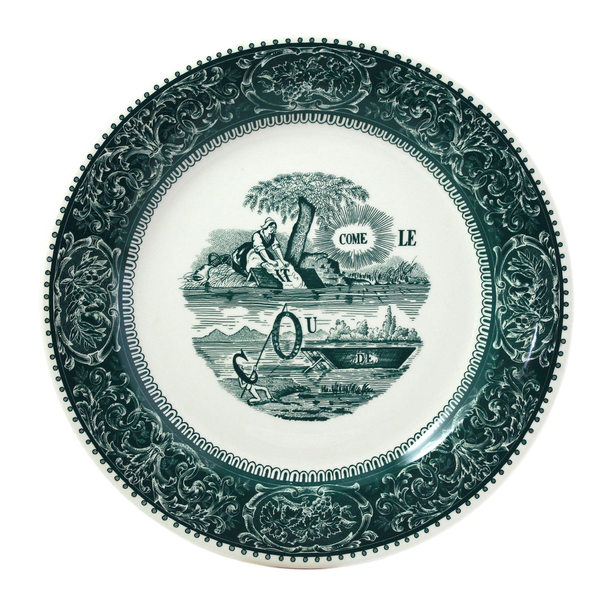 Set of 4 Dinner plates extra Les Dépareillées Come - Green