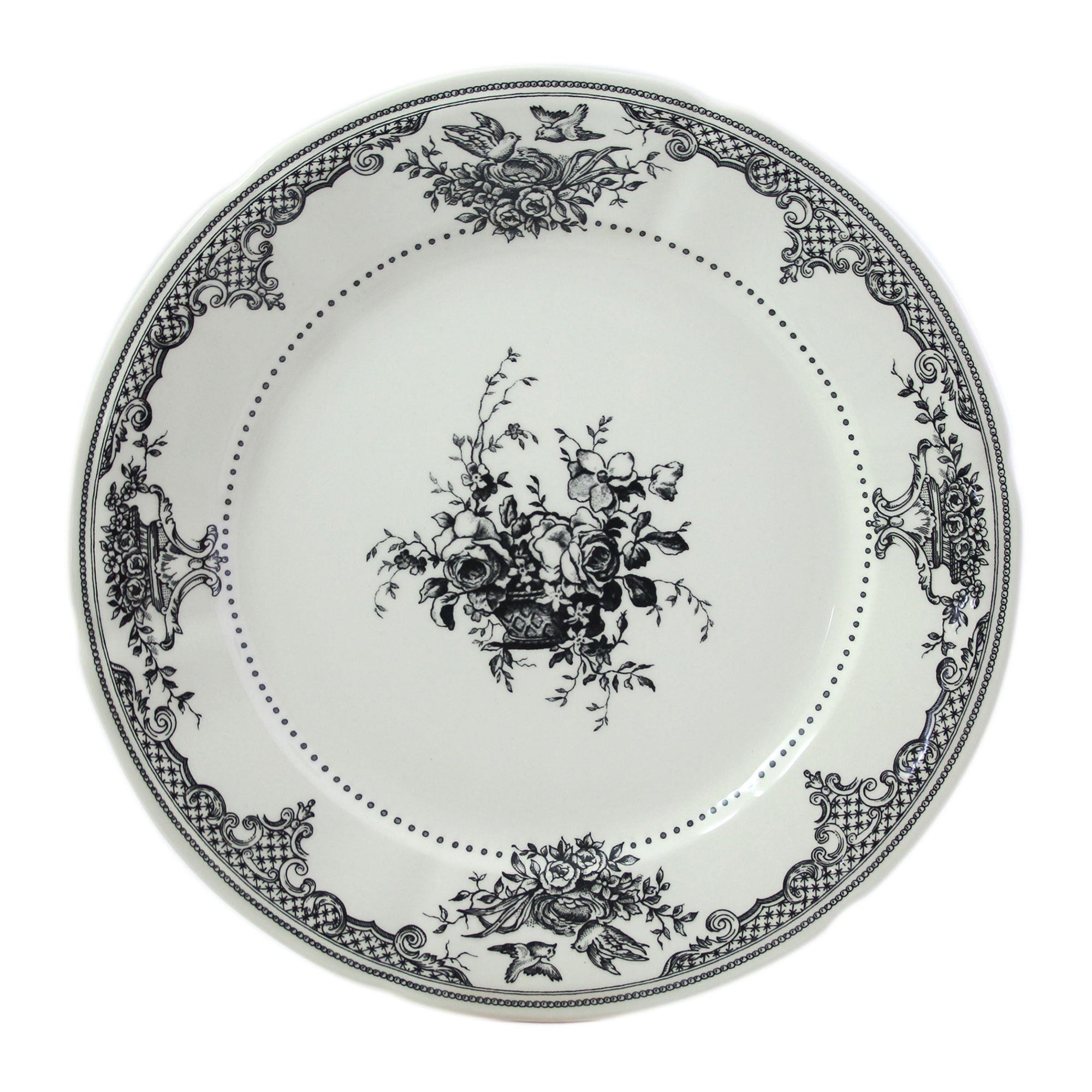 Set of 4 Dinner plates extra Les Dépareillées Flowers - Green