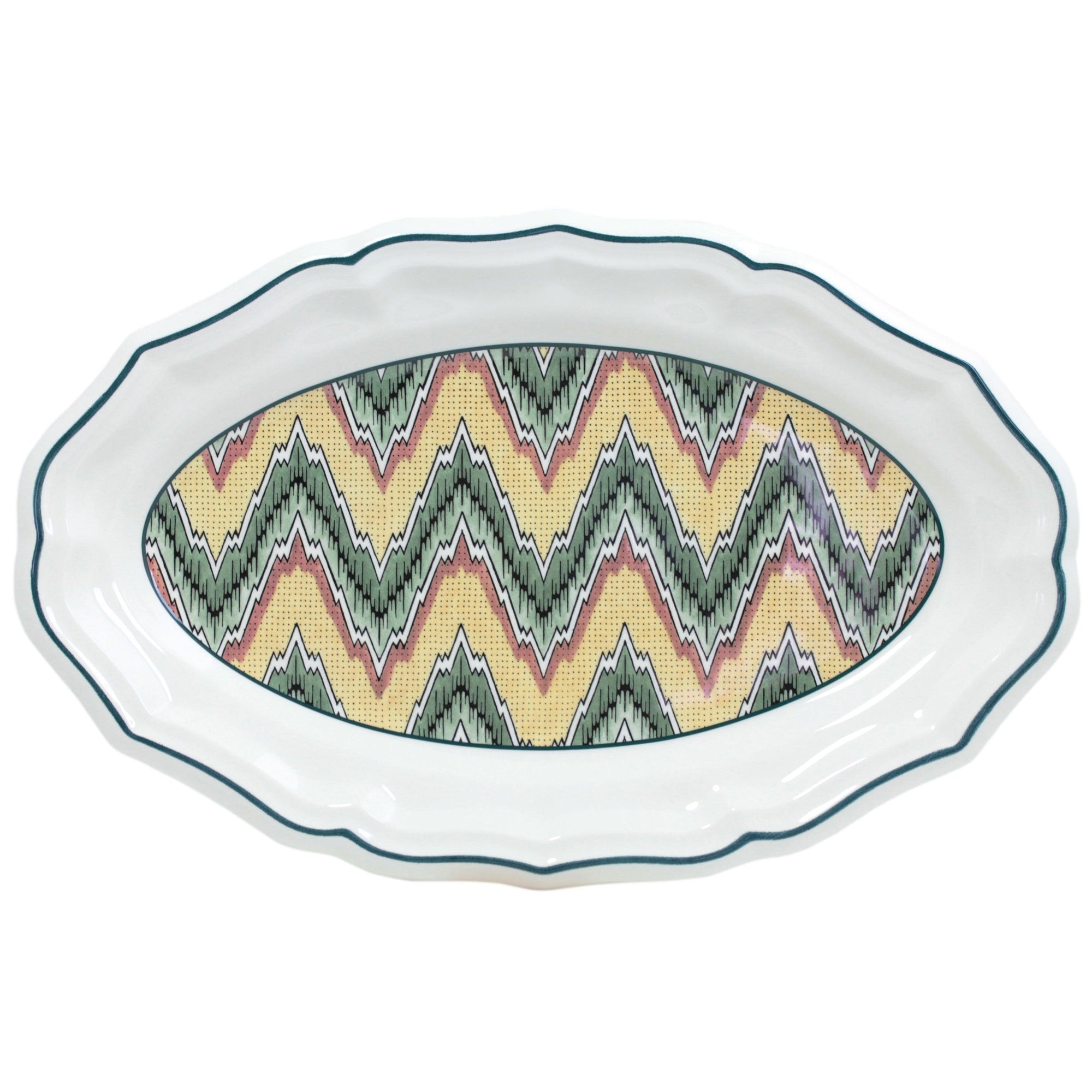Plat ovale n°6 Dominoté - Vert