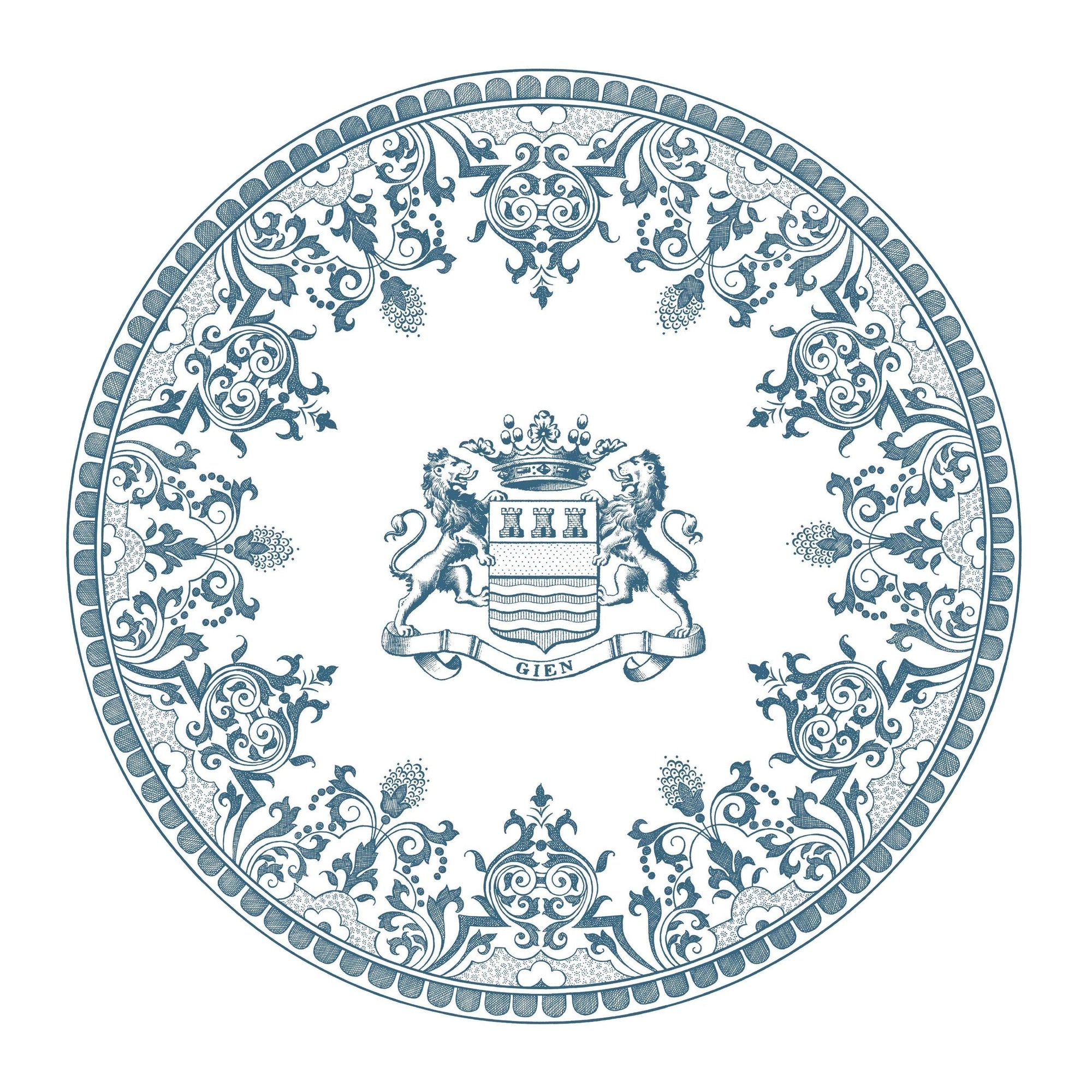 Set of 4 Les Dépareillées Crown Dinner Plates extra - Blue