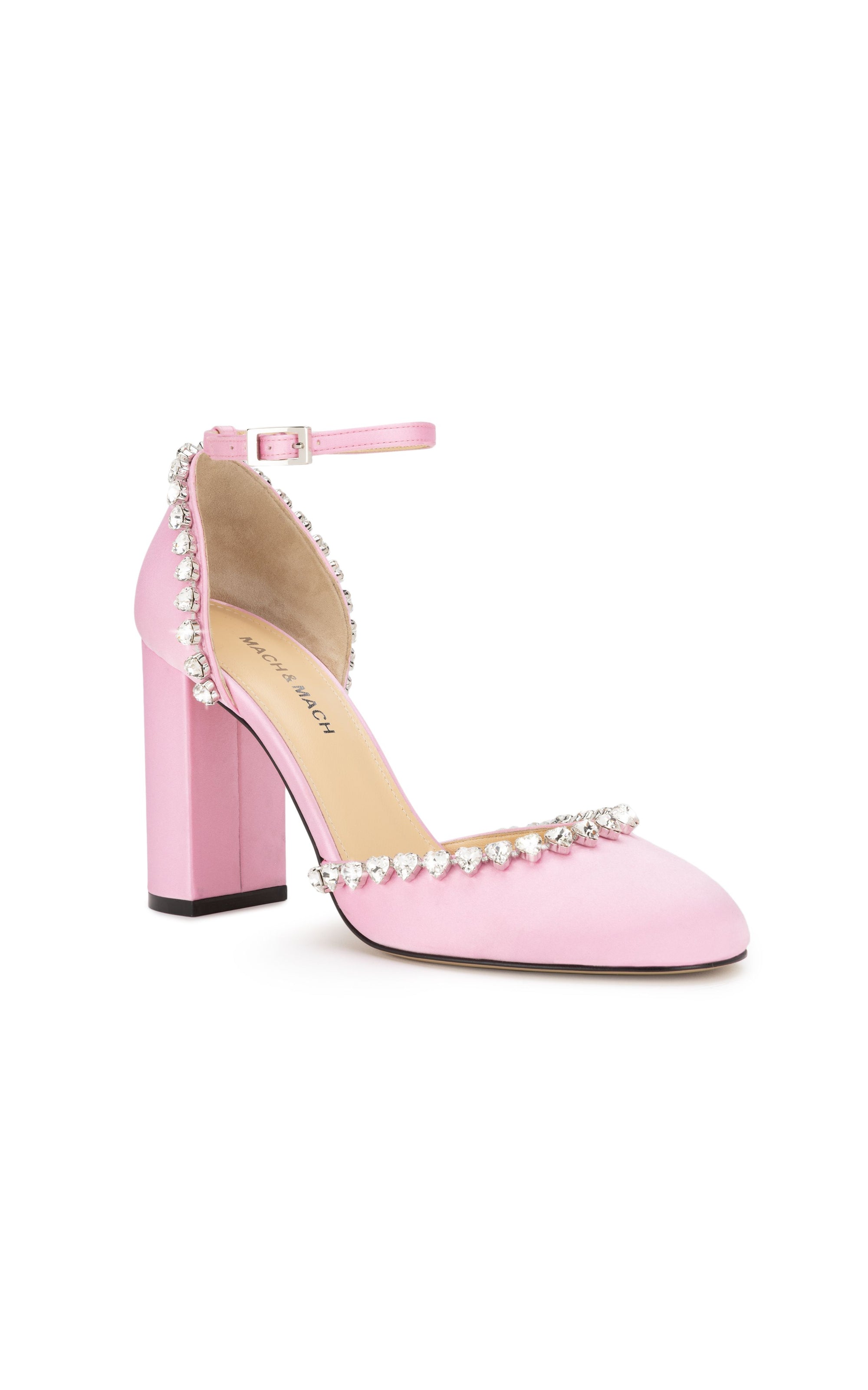 Escarpins à bride Audrey 95 en soie & strass - Pink
