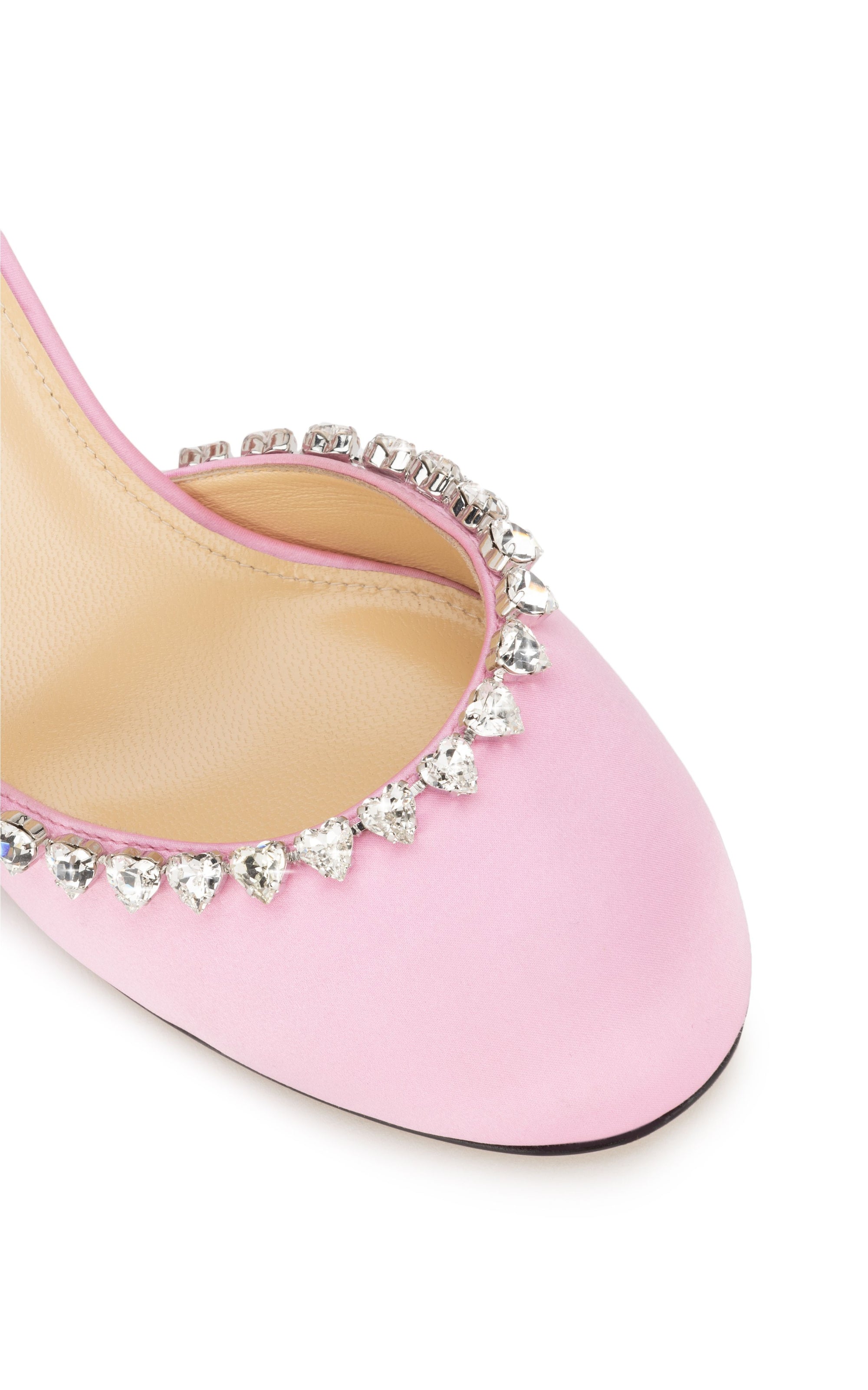 Escarpins à bride Audrey 95 en soie & strass - Pink