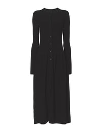 Robe à boutons en tricot côtelé - Black