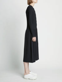 Robe à boutons en tricot côtelé - Black