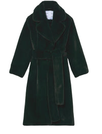 Manteau long ceinturé en faussure fourrure - Pine