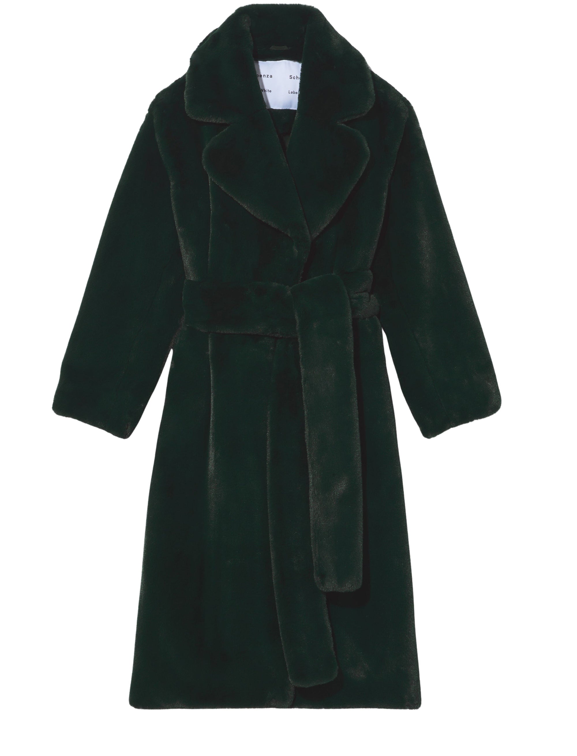 Manteau long ceinturé en faussure fourrure - Pine