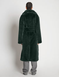 Manteau long ceinturé en faussure fourrure - Pine