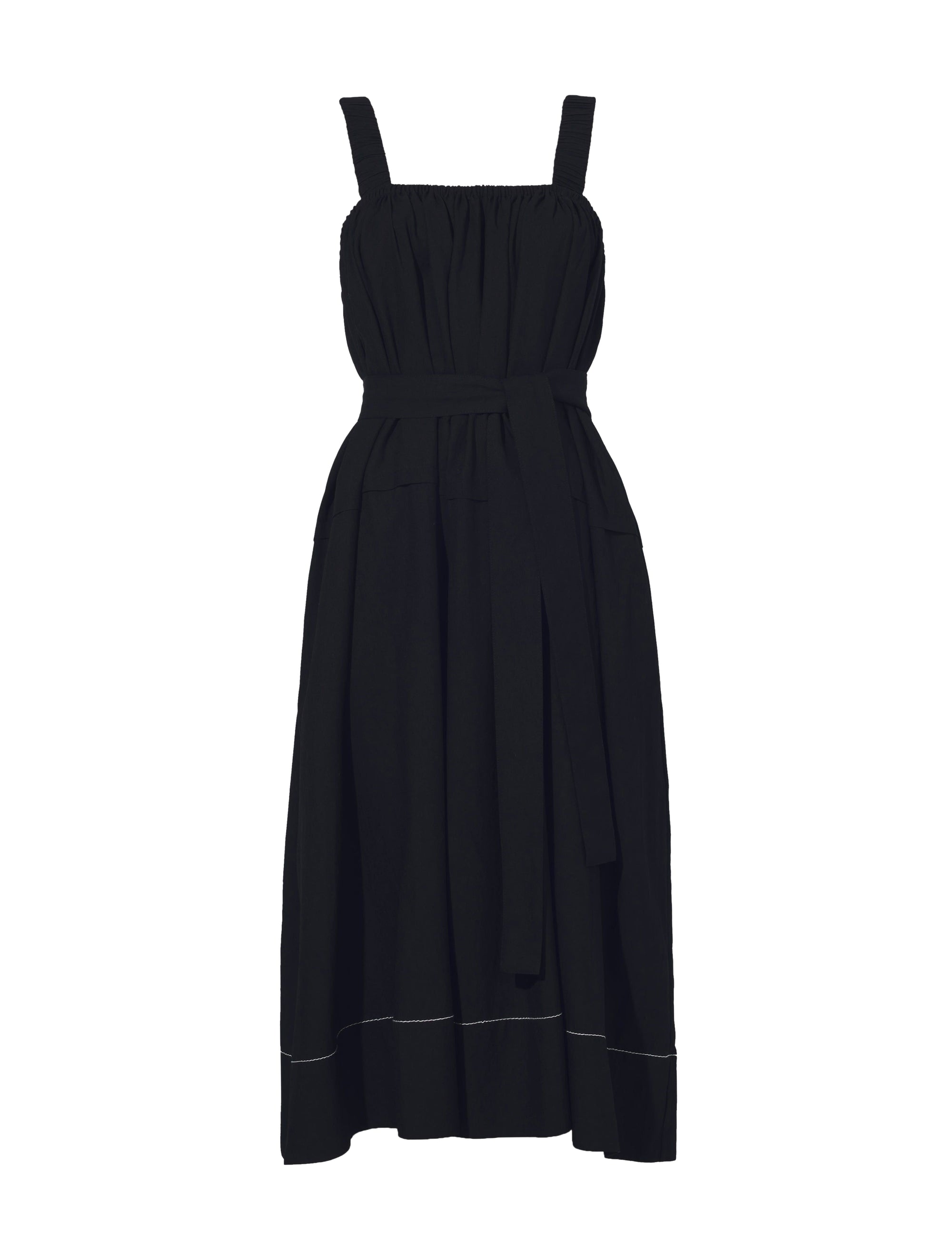 Robe drapée en tailleur avec ceinture - Black