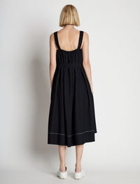 Robe drapée en tailleur avec ceinture - Black