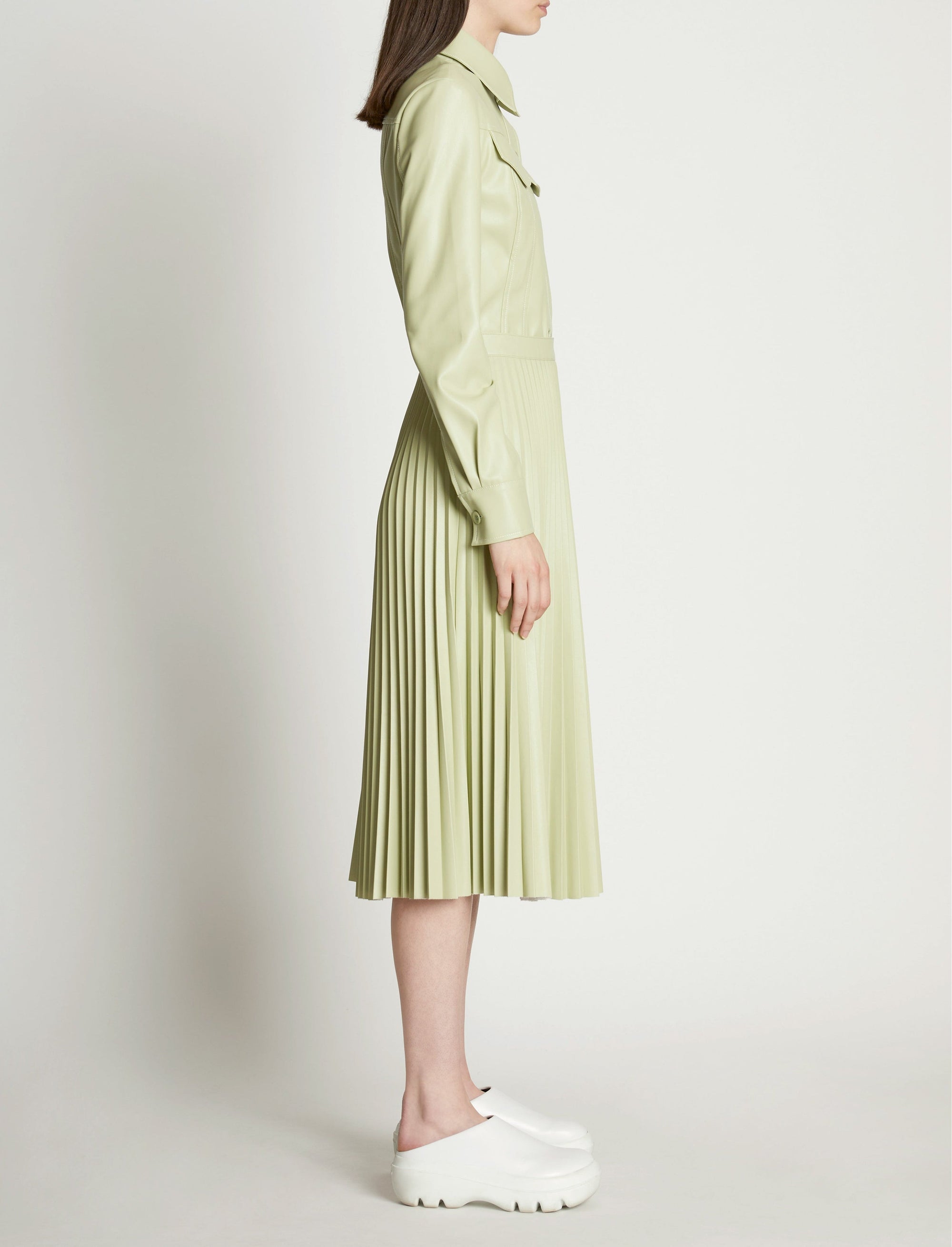 Jupe midi plissée effet cuir - Green Tea