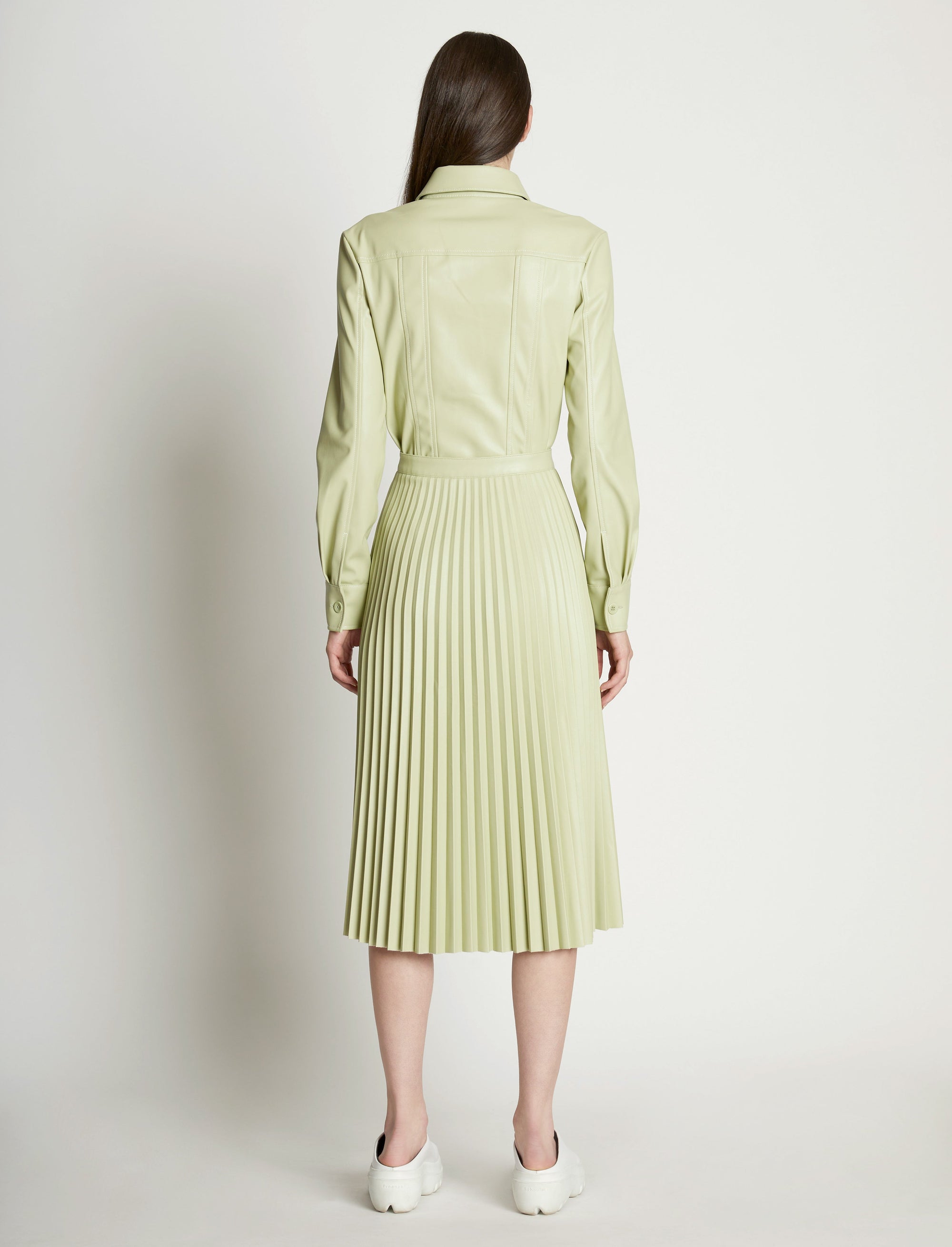 Jupe midi plissée effet cuir - Green Tea