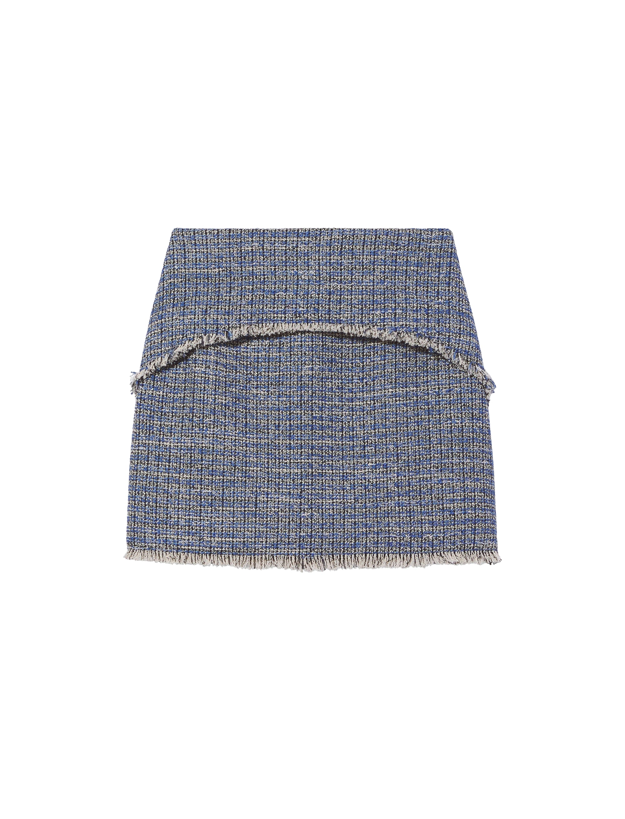 Jupe courte à franges en tweed - Blue Multicolor