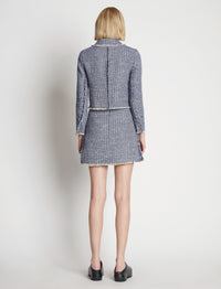 Jupe courte à franges en tweed - Blue Multicolor