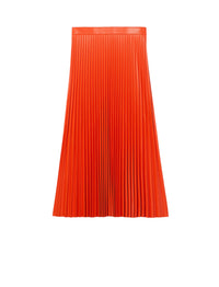 Jupe midi plissée effet cuir - Vermillion