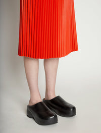 Jupe midi plissée effet cuir - Vermillion