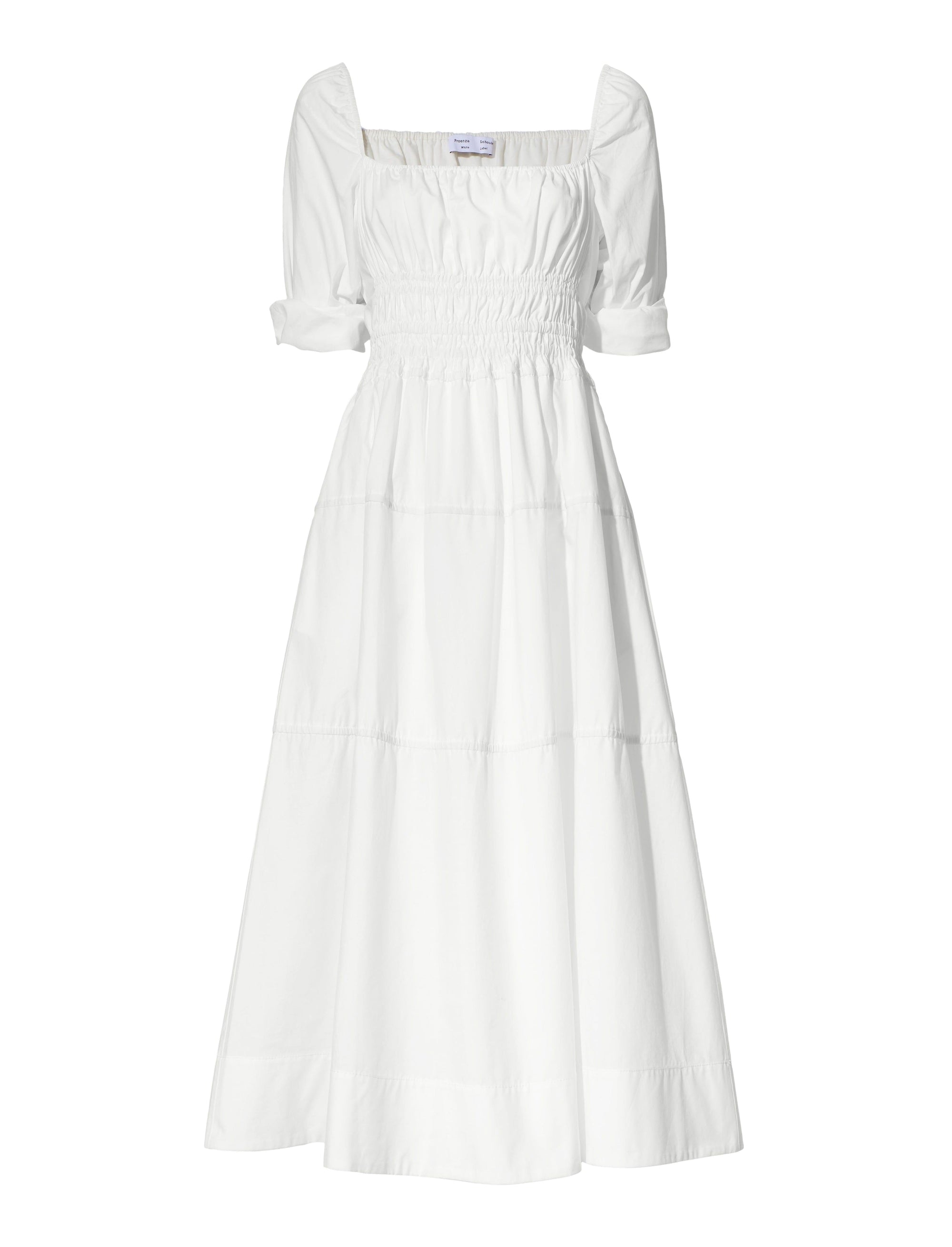 Robe en popeline à encolure carrée - Off White