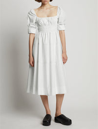 Robe en popeline à encolure carrée - Off White