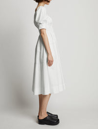 Robe en popeline à encolure carrée - Off White