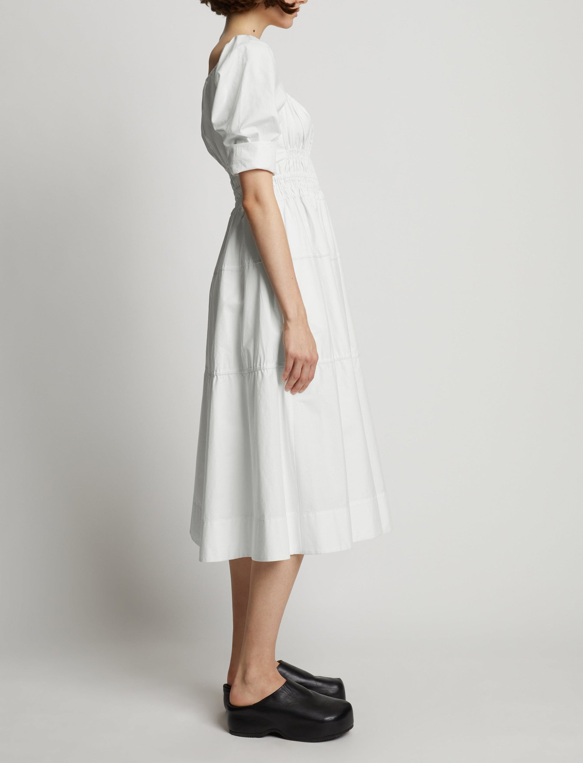 Robe en popeline à encolure carrée - Off White