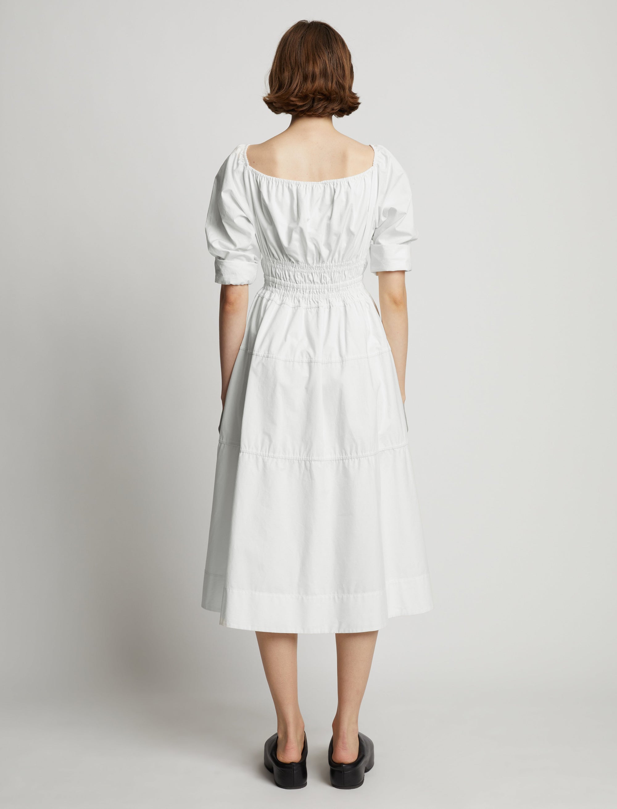 Robe en popeline à encolure carrée - Off White