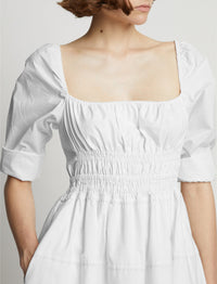 Robe en popeline à encolure carrée - Off White