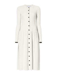 Robe à boutons en tricot côtelé - Cream