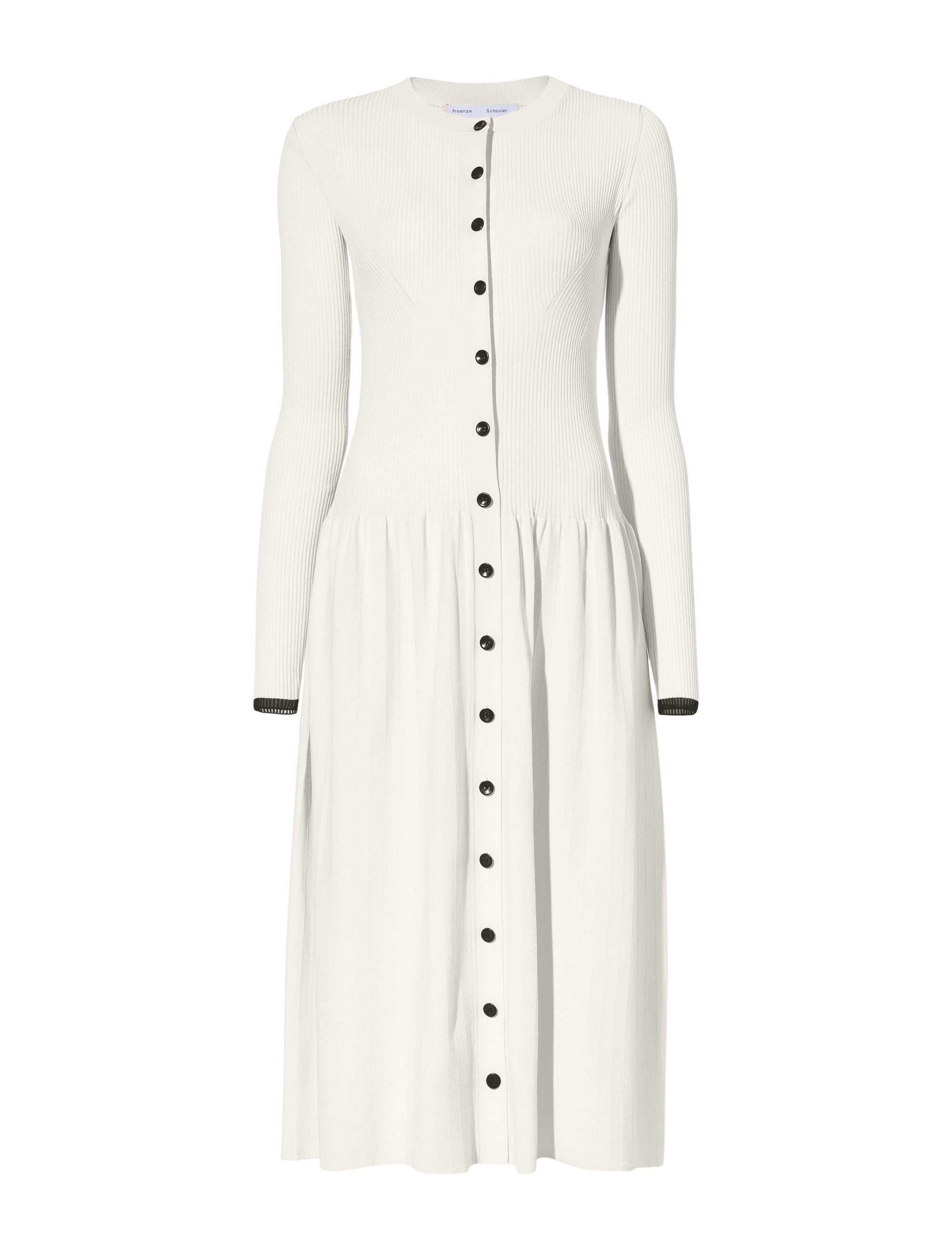 Robe à boutons en tricot côtelé - Cream
