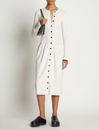 Robe à boutons en tricot côtelé - Cream