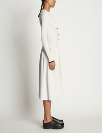 Robe à boutons en tricot côtelé - Cream