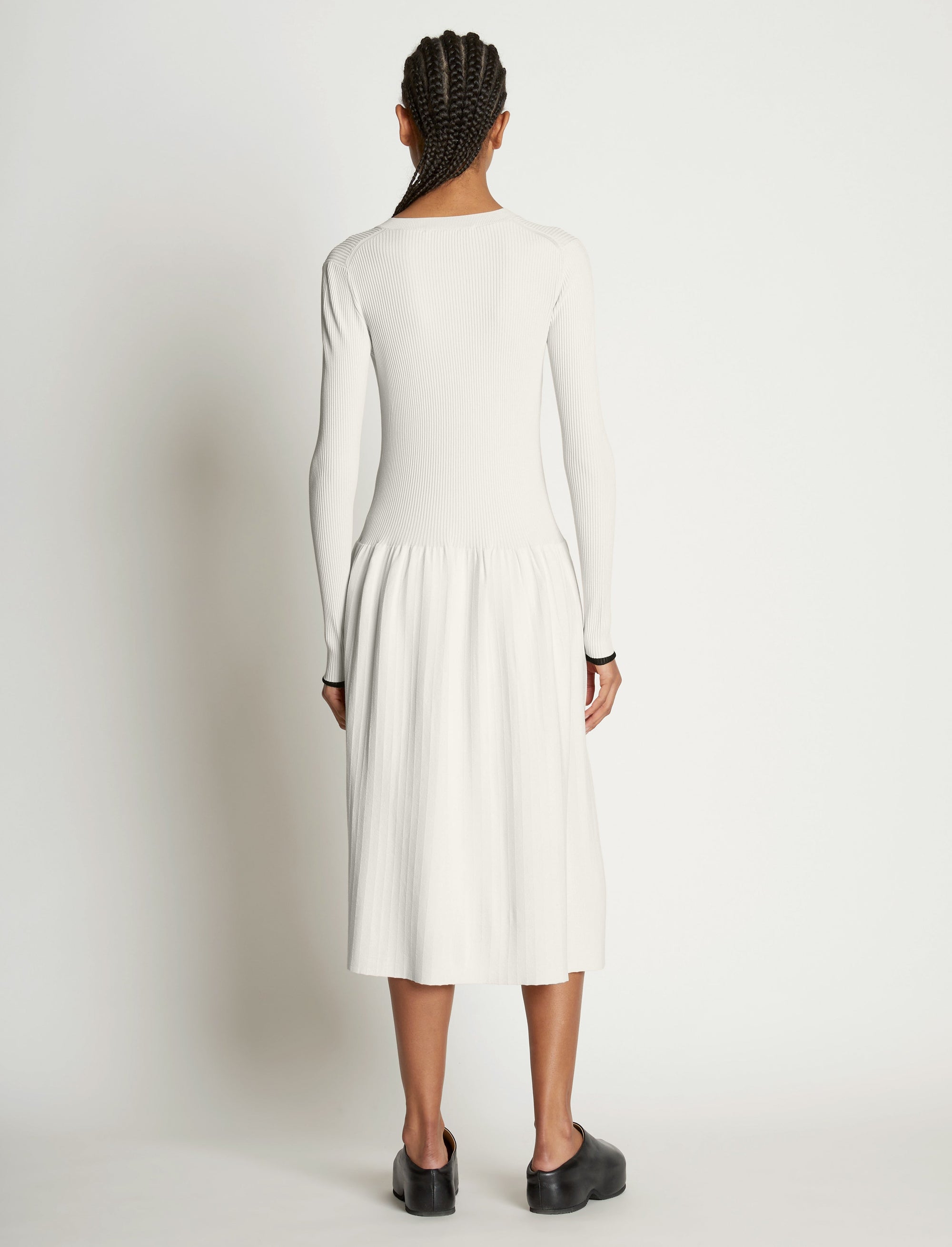 Robe à boutons en tricot côtelé - Cream
